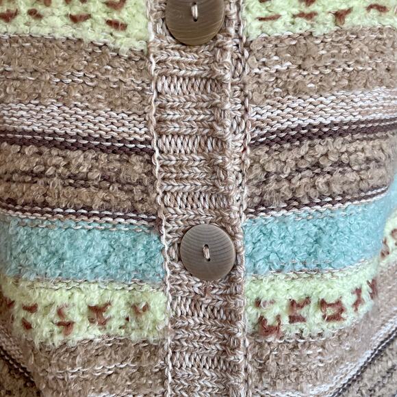 jh Collectibles Cardigan Tan Pastel Button Front Shawl Collar LG Trendy Preppy - Picture 5 of 8